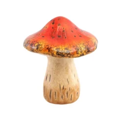 DÉCORATION CHAMPIGNON TERRE CUITE 12X13.5CM ROUGE
