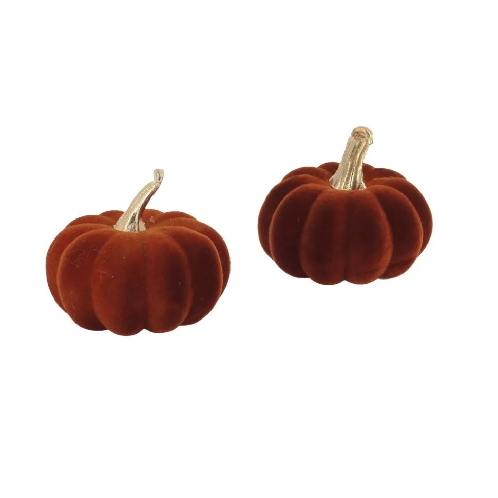 DÉCORATION CITROUILLES VELOURS 6X5CM AMBRE DORÉ