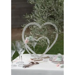 DÉCORATION COEUR MARIAGE BOIS 39X4X37CM BLANC