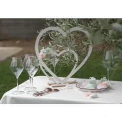 DÉCORATION COEUR MARIAGE BOIS 39X4X37CM BLANC