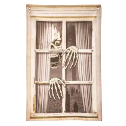 DÉCORATION FENÊTRE SQUELETTE HALLOWEEN 90X60CM