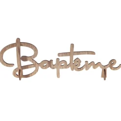 DÉCORATION MOT BAPTÊME BOIS 33X3X12.5CM NATURE
