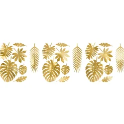 DÉCORATIONS ALOHA FEUILLES TROPICAL PARTY 21P OR
