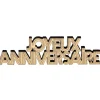 10 DÉCORATIONS JOYEUX ANNIVERSAIRE BOIS 6X2CM OR