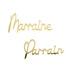 2 DÉCORATIONS PLEXIGLAS PARRAIN MARRAINE 5.5X10CM