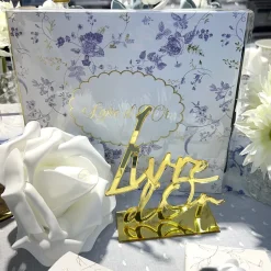 DÉCORATION TABLE PLEXIGLAS LIVRE D'OR 13X12CM OR
