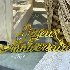 DÉCOR DE TABLE À POSER JOYEUX ANNIVERSAIRE - OR