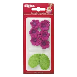 DÉCORS COMESTIBLES FLEURS ROSE FUCHSIA