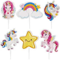16 DÉCORS PICS À GÂTEAU LICORNE