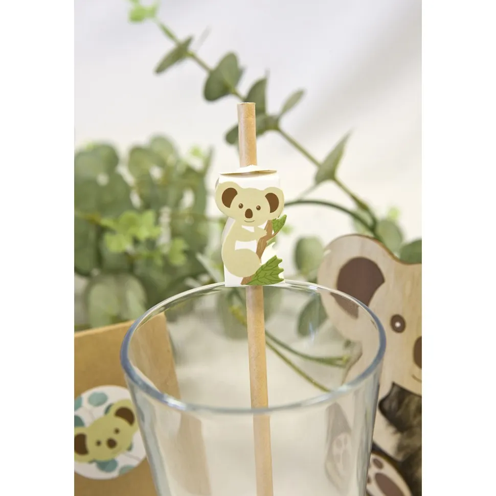 12 DÉCORS POUR PAILLE MOTIF KOALA