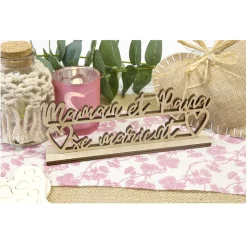 DÉCOR TABLE BOIS MAMAN PAPA MARIAGE 7X18CM NATUREL