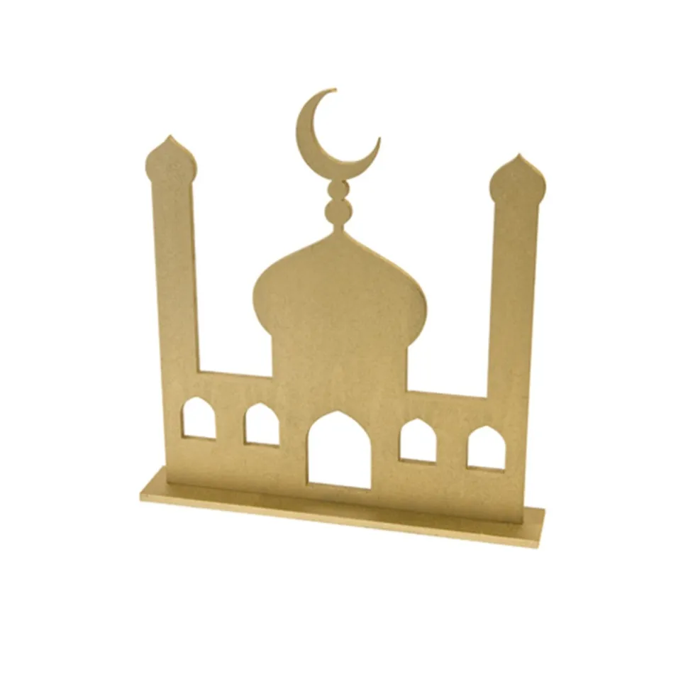 DÉCO SUR SOCLE SILHOUETTE DE MOSQUÉE BOIS 19CM OR