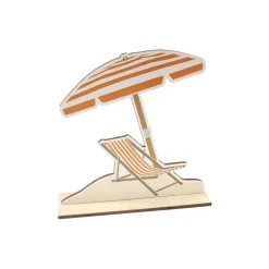 DÉCO TABLE PARASOL BOIS RAYURES 18X18X4CM ORANGE