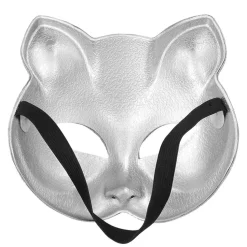 DEMI-MASQUE CHAT DISCO FACETTES ARGENT ADULTE