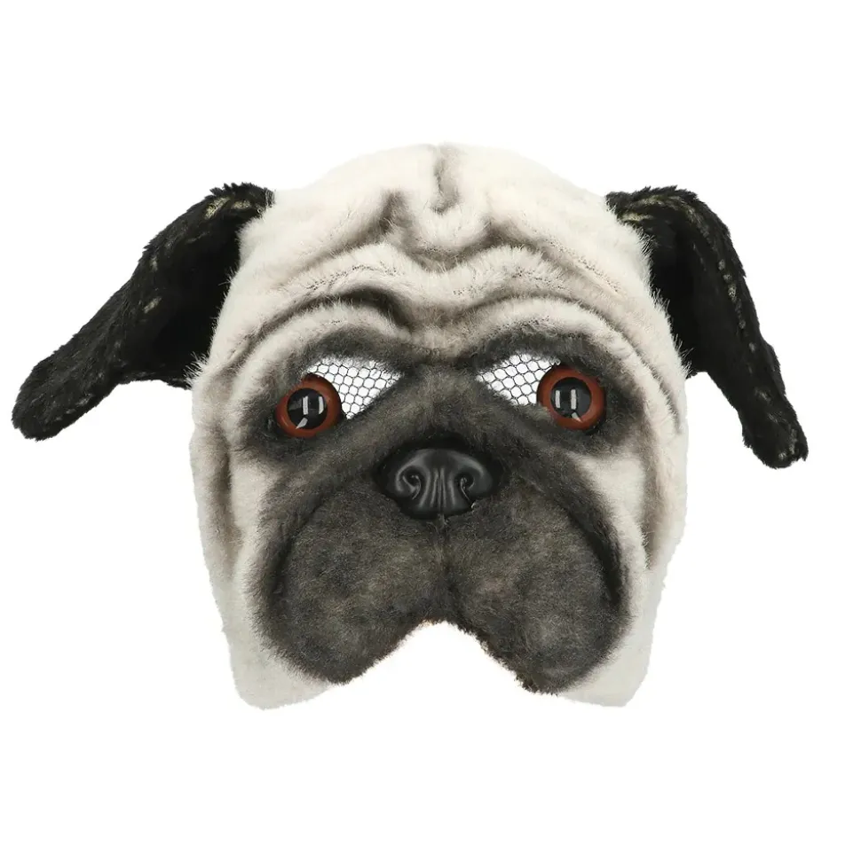 DEMI-MASQUE CHIEN CARLIN PELUCHE ADULTE