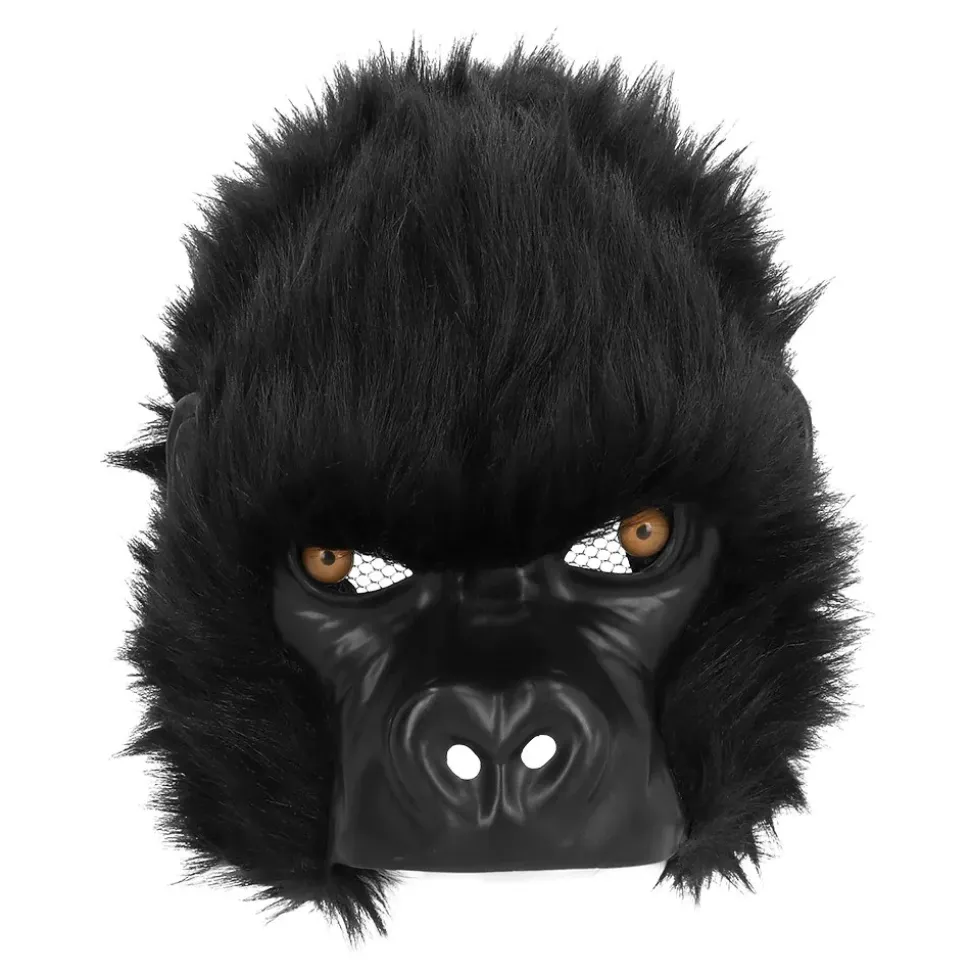 DEMI-MASQUE GORILLE SINGE JUNGLE PELUCHE ADULTE