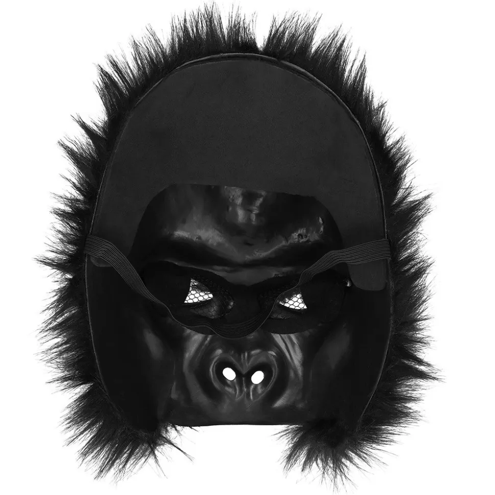 DEMI-MASQUE GORILLE SINGE JUNGLE PELUCHE ADULTE