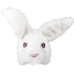 DEMI-MASQUE LAPIN BLANC PELUCHE ADULTE