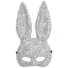 DEMI-MASQUE LAPIN SÉDUCTION POINTES ARGENT ADULTE