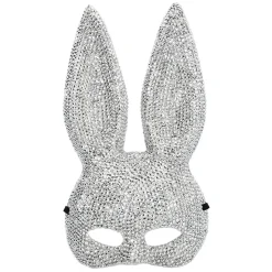 DEMI-MASQUE LAPIN SÉDUCTION POINTES ARGENT ADULTE