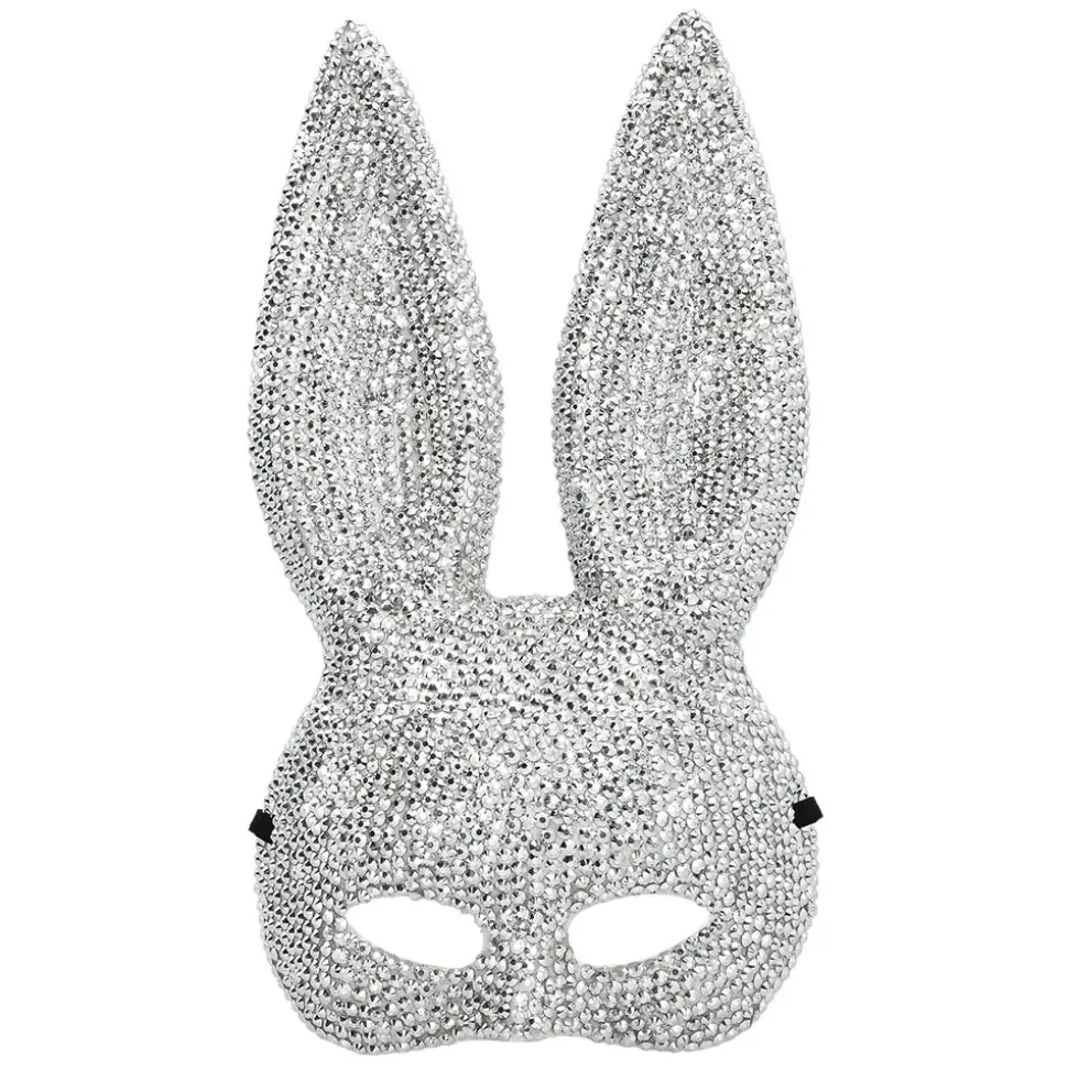 DEMI-MASQUE LAPIN SÉDUCTION POINTES ARGENT ADULTE