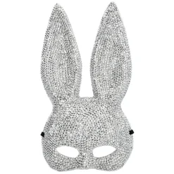 DEMI-MASQUE LAPIN SÉDUCTION POINTES ARGENT ADULTE