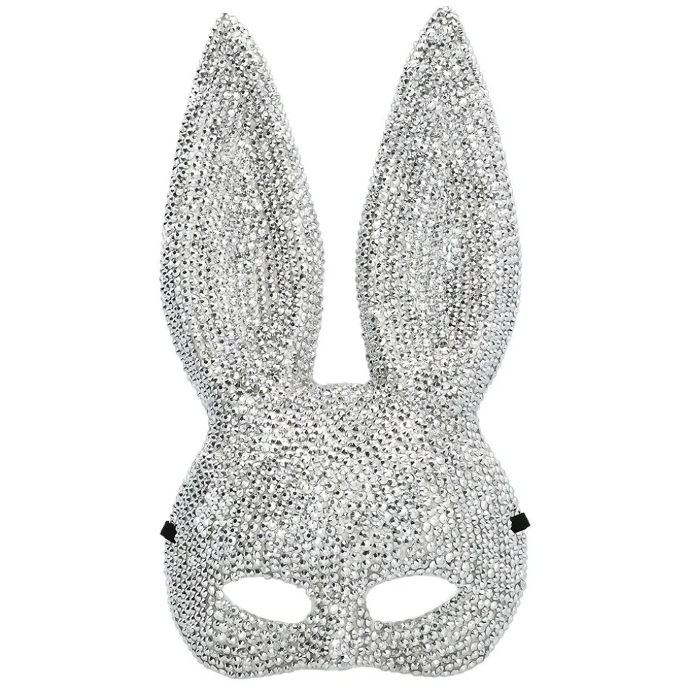DEMI-MASQUE LAPIN SÉDUCTION POINTES ARGENT ADULTE