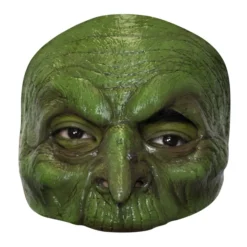 DEMI-MASQUE LATEX VIELLE SORCIÈRE VERT ADULTE