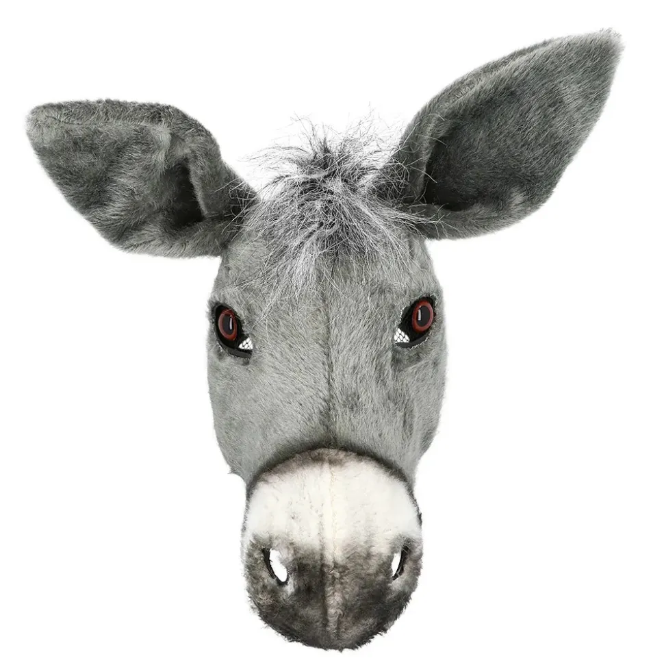 DEMI-MASQUE ÂNE GRIS PELUCHE ADULTE