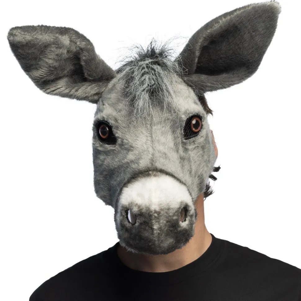 DEMI-MASQUE ÂNE GRIS PELUCHE ADULTE