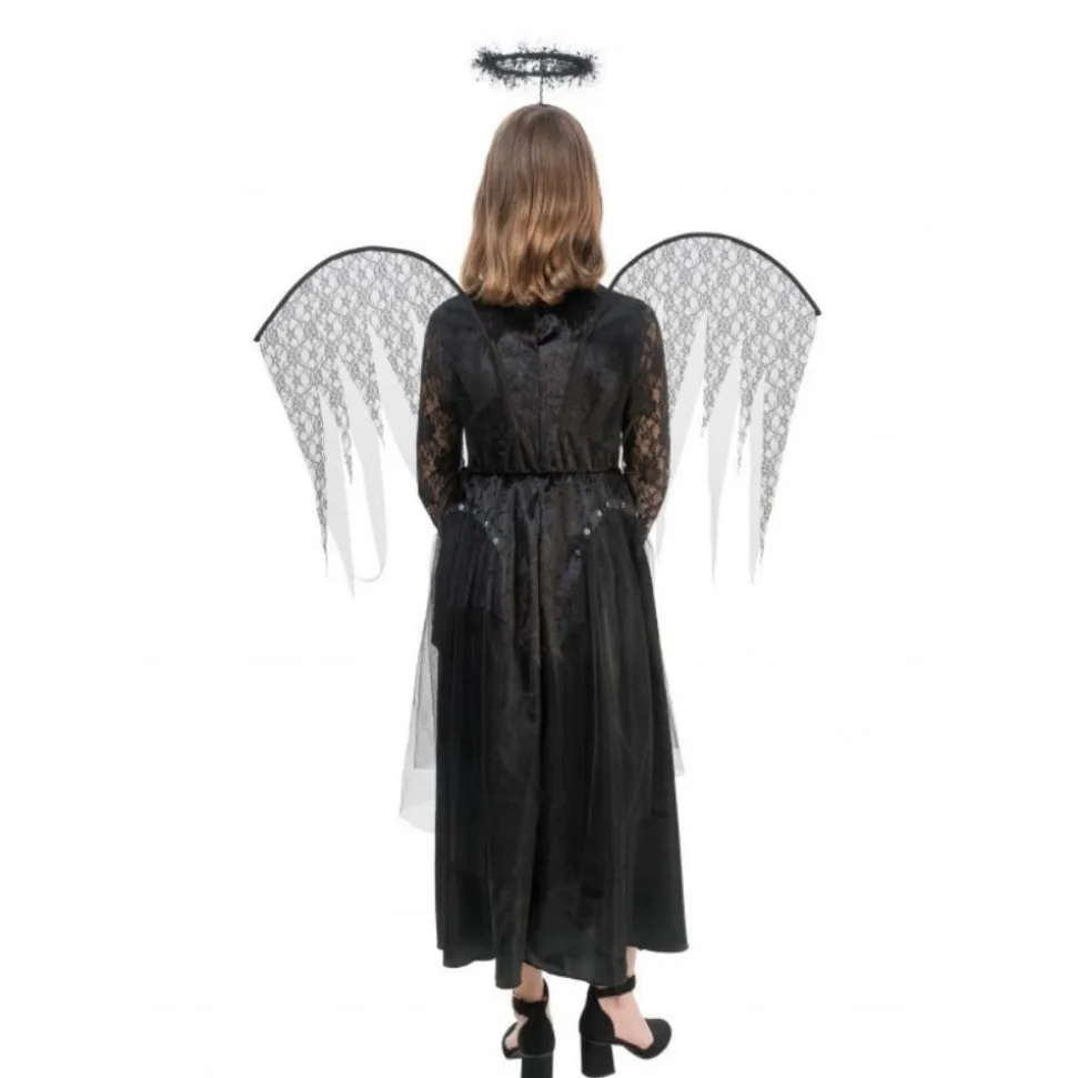 DÉGUISEMENT ANGE NOIR ROBE DENTELLE CRÂNE FILLE