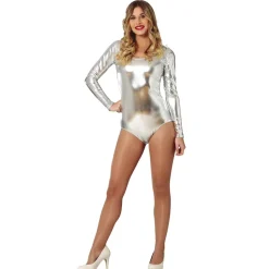 DÉGUISEMENT BODY MANCHES LONGUES ARGENT FEMME