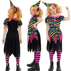 DÉGUISEMENT CLOWN FLUO HORREUR FOLIE FILLE