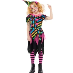 DÉGUISEMENT CLOWN FLUO HORREUR FOLIE FILLE