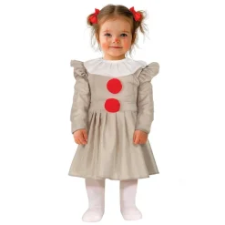 DÉGUISEMENT CLOWN FOU ROBE BEIGE POMPON ROUGE BÉBÉ