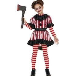 DÉGUISEMENT CLOWN RÉTRO RAYURE ROUGE BLANC FILLE