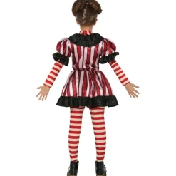 DÉGUISEMENT CLOWN RÉTRO RAYURE ROUGE BLANC FILLE