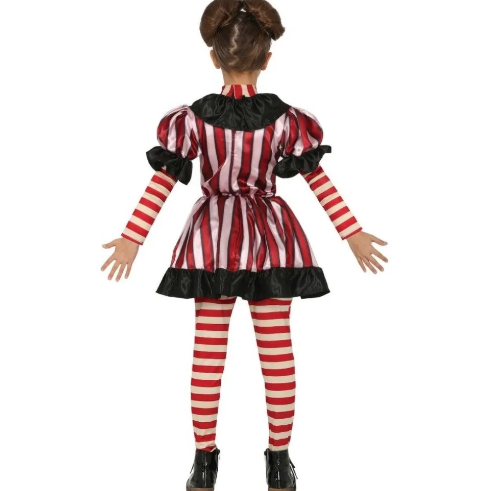 DÉGUISEMENT CLOWN RÉTRO RAYURE ROUGE BLANC FILLE
