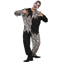 DÉGUISEMENT CLOWN SANG TERRIFIANT RAYÉ NOIR HOMME