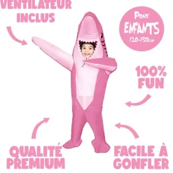 DÉGUISEMENT COSTUME GONFLABLE REQUIN ROSE ENFANT