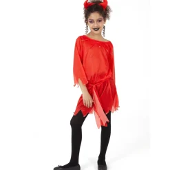 DÉGUISEMENT DIABLOTINE ROBE CORNES ROUGE ENFANT