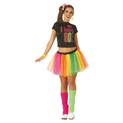 DÉGUISEMENT FAN ANNÉES 80 TUTU MULTICOLORE FEMME