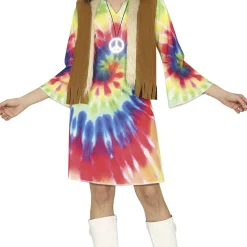 DÉGUISEMENT GILET ROBE TIE-DYE HIPPIE FEMME