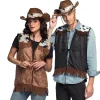 DÉGUISEMENT GILET WESTERN NOIR PEAU VACHE ADULTE