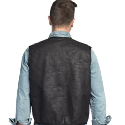 DÉGUISEMENT GILET WESTERN NOIR PEAU VACHE ADULTE