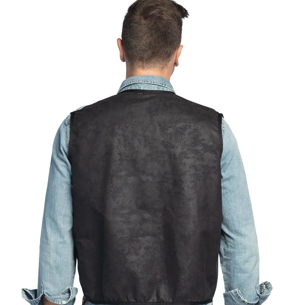 DÉGUISEMENT GILET WESTERN NOIR PEAU VACHE ADULTE