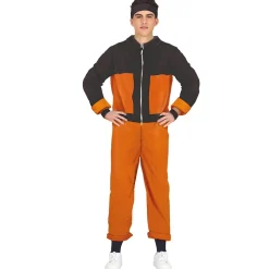 DÉGUISEMENT NINJA COMBINAISON ORANGE NOIR ADO
