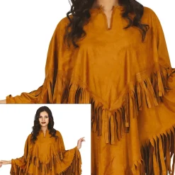 DÉGUISEMENT PONCHO À FRANGES INDIENNE HIPPIE FEMME