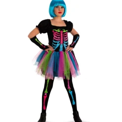 DÉGUISEMENT ROBE SQUELETTE MULTICOLORE FILLE