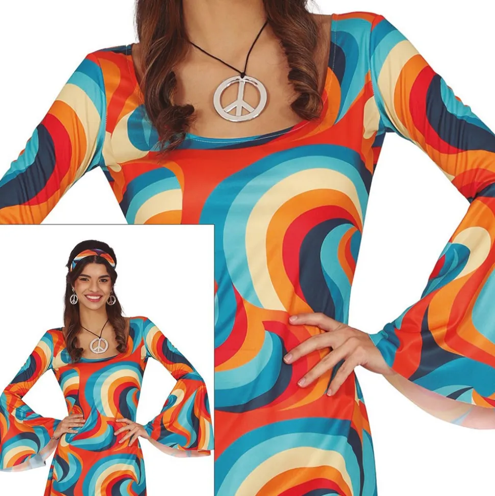 DÉGUISEMENT SEVENTIES VAGUE ORANGE BLEU FEMME